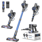 Comvtu Cordless Vacuums, 80,000PRM Powerful Motor Vacuum Cleaner and 2200mAH Rechargeable Battery up to 35 Mins Worktime, 2 Adjustable Modes, Detachable Parts, Wireless Stick Vacuum (Deep Blue)