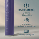 Philips Sonicare 6700 Series Electric Toothbrush - Next-Generation Sonicare Technology, Pressure Sensor, 9 Brushing Settings, SmarTimer, BrushPacer, 21-Day Runtime, Travel Case, Purple, HX7417/04