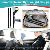 ENLUNTRA Forearm Crutches for Adults, 2 Pcs, Adjustable Arm Crutch with Elbow Strap and Cushion, Portable and Foldable Crutches,Blue Grey