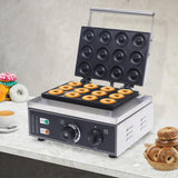 TENNIEX 1550W Electric Donut Maker, 12 Hole Nonstick Doughnut Machine Commercial Waffle Maker Crepe Maker for Restaurant Bakeries Family, Temperature Range 122-572℉