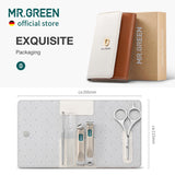 MR.GREEN Colorful Manicure Set Practical Pedicure Kits Nail Clippers Personal Care Tools Facial Hair Scissors with Fashion Case (Mr-6685 Brown)