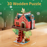 3D Wooden Puzzles for Adults Treehouse Christmas Decorations Miniature Kit
