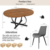 Extendable Round Dining Table Set for 6 People, 43.3"-59" Extendable Kitchen Table with 6 Upholstered Chairs