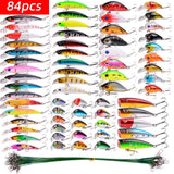 Aorace 84pcs Fishing Lures Set Metal Jigging Spoon Hard Baits Minnow Crankbait VIB Swimbait for Bass Pike Fit Saltwater and Freshwater Aorace