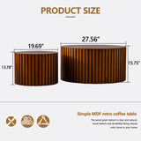 MOOLSUN Modern Nesting Coffee Table Round Wooden Drum End Tables for Small Space Living Room, Bedroom, Balcony, Office (F-Walnut(Big))