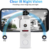 Wired Video Doorbell Intercom with 1080P Video Entry Doorphone Door Camera,10 Inch Touch Monitor,TUYA Wireless Smart Home Video Intercom Door Phone Kits for Villa Apartment (1 Bell +3 Monitor)