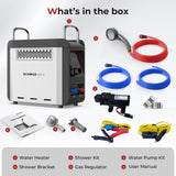 CAMPLUX Nano 3 Portable Propane Water Heater, Outdoor Camping Shower with Pump Kit, 2‑D Battery Powered, Lightweight & Portable, Built-in Safety for Hiking, RV, Overlanding