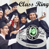 Oseew Personalized Class Rings 2027 College Graduation Ring（White Gold）