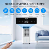 JRD 3-IN-1 Evaporative Air Cooler, 80° Oscillation Air Cooler with 3 Speeds, 4 Modes, 12H Timer, 2.4Gal Tank, Remote, Portable Swamp Cooler for Bedroom Home Office Garage