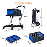 Foldable Shopping Cart with 1 Storage Crates – 2-Tier Collapsible Utility Cart, Aluminum Trolley with 360° Rolling Swivel Wheels