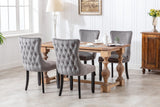 MOOLSUN Velvet Dining Chairs Set of 4, High Back Side Chairs, Modern Padded High-End Tufted Upholstered Chairs with Button-Tufted Back & Rear Pull Tabs, Solid Wood Legs D-Gray(Solid Wood Legs)