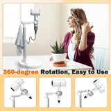 Hair Dryer Stand Hands Free, 17-51in Height Adjustable, 360-Degree Rotating Blow Dryer Stand, Universal Grip Works for 99% Blow Dryer, Metal Hair Dryer Holder Stand for Bathroom, Vanity, Makeup Room
