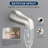 3 Handles Shower Faucet Set with Tub Spout Bathtub Shower Faucet Combo Set Shower System Complete Tub and Shower Trim Kit Brushed Nickel Wall Mounted Shower Fixtures