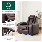 ANJ Power Home Theater Seating Set of 2, Faux Leather Electric Recliner Chair with Adjustable Headrest, Dual Motors Movie Reclining Chairs with LED Lights,USB Port,Cup Holders, Hidden Arm Storage