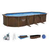 Bestway Hydrium 24' x 12' x 52" Above Ground Pool, Oval Steel Side Wall Frame Outdoor Swimming Pool Set with Sand Filter Pump, Ladder & Accessories