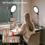 Desk Ring Light with Stand for Computer, Zoom Lighting for Video Calls