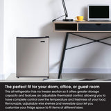 Energy Star Mini Refrigerator, Small Refrigerator for Office, Apartment, or Dorm, Stainless-Steel Finish, 2.4 Cubic Feet Magic Chef