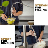 Lava Odoro Brushed Nickel Kitchen Faucet with Pull Down Sprayer, Modern Kitchen Sink Faucet Single Hole Faucet for Kitchen Sink with 2-Function Spray Head, KF1120-BN