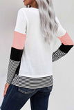 Daspkuwy Ribbed Long Sleeve Tops for Women Trendy Color Blocks Petite Pajamas Sleep Cute Winter Tops for Women Multi Colours Nice Shirts Pink S