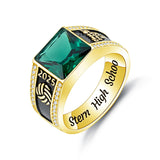 Oseew 2027 Men Graduation Class Senior High School Ring (Yellow Gold)