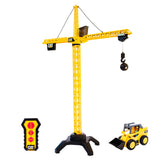 Cat Construction Workforce Jumbo Tower Crane Set, 50-Inch RC Crane Toy with 360-Degree Rotation, Hook and Wrecking Ball, Light, Skid Steer and 4" Figure, USB Rechargeable, Ages 5+