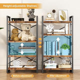 Bookshelf, Dorm Desk Hutch, Desk Shelf Organizer, 4 Tier Stackable Bookcase, Adjustable