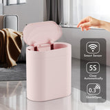 Bathroom Trash Can with Lid 2 Gallon Slim Motion Sensor Garbage Can Narrow Automatic Plastic