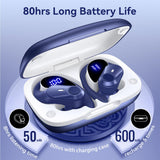Active Noise Cancelling Ear Buds Wireless Bluetooth Headphones 80H Playtime Display Charging Case 50dB ANC Over Ear Hooks Earbuds with Hi-Res Sound & Clear Calls for Sports Running Gym Workout Blue