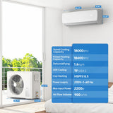 Nexaro 18000BTU Mini Split Air Conditioner Heat Pump, 19 SEER2 Inverter Compressor AC Unit Cools Rooms up to 1250 Sq. Ft, 230V Ductless Split AC with Pre-Charged Condenser & Installation Kit