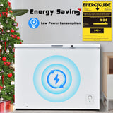SMETA Chest Freezer 14 Cu. Ft, Deep Freezer Chest with Removable Basket, 4 Wheels, Adjustable Thermostat, Energy Efficient, Low Noise, Fast Freezing Ideal for Garage, Kitchen, Office, Basement