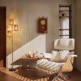 XZHGCEE Boho Floor Lamp for Living Room:3 Light Rattan Floor Lamp for Bedroom, Gold Standing Lamp with Foot Switch, Coastal Rustic Tall Lamp, No Bulb