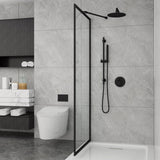 GDGZQD 34" X 75" Shower Door Clear Tempered Glass Framed Shower Screen Walk-in Black Finish, Shower Screen Walk-in Black Finish