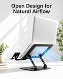 2-in-1 Laptop Stand with Phone Holder, 360° Swivel Laptop Riser for Desk
