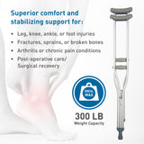 BodyMed Aluminum Crutches, Small (Pair) - Adjustable Height (4'6" - 5'0"), Lightweight Design, Padded Underarm Cushions & Hand Grips, Non-Slip Rubber Tips - Supports Up to 300 Pounds