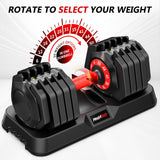 Mouldbody Adjustable Dumbbell Set Pair 50 lb, Adjustable Dumbbells 10-in-1 Free Weight Set, 1-Second Dial Weight Adjustment,Space-Saving Design with Storage Base, Home Gym Strength Training Equipment