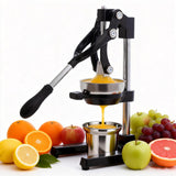 Cast Iron Juicer,nManual Juicer Hand Press, Professional Citrus Juicer, with Stainless Steel Cup, Easy to Use & Clean (Black)