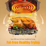 Versatile 6-in-1 Glass Air Fryer and Toaster Oven, 4.7QT Family-Sized Capacity. Enjoy Crispy Results with 97% Less Oil (Black)