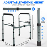 Toilet Safety Rail for Seniors – Adjustable & Foldable Toilet Safety Frame with Padded Handles, Stand Alone Bathroom Safety Rail & Toilet Support for Elderly, Fits Most Toilets, 350 lb Capacity