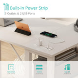 Lufeiya White L Shaped Computer Desk with Drawers & Storage Shelves, 47 Inch Corner Reversible Desk with Power Outlet for Home
