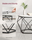 VASAGLE Small Round Coffee Table Set of 2, with Steel Frame