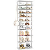 HOMEFORT 10-Tier Corner Shoe Tower - Double Rows, Slim Shoe Stand for 20 Pairs - Entryway, Hallway, Closet (White)