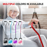 BeneCane Quad Cane Adjustable Walking Cane with Offset Soft Cushioned Handle for Men & Women Lightweight Comfortable with 4-Pronged feet for Extra Stability(red)