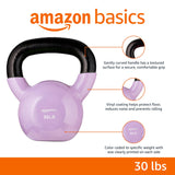 Amazon Basics Vinyl Kettlebell for Strength Training and Workout, 30 Pounds, Wide Textured Handle, Light Purple