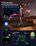 UREVO Strol 2E Smart 2-in-1 Folding Treadmill, Compact Walking Pad with Safety Handle, Plug and Play, Dual LED Display, Workout APP, Walking or Running for Home Office, Remote Included, Tangerine