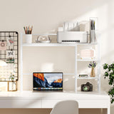 Snughome Desk Shelf, 38.6" Desktop Organizer Shelf, Desk Hutch for Computer Monitor, 4 Tier Desk Display Rack, Wood Desktop Bookshelf Storage Rack for Home Office Dorm, White