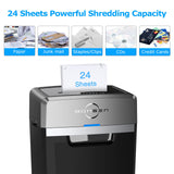 Heavy Duty Paper Shredder, 24-Sheet Cross-Cut Shredder, 40-Min Continuous Running Time, Commercial Grade Shredder for Office, 9-Gallon Big Basket, 55dB Super Quiet, P-4 High Security (S3105) BONSEN
