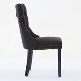 MOOLSUN Fabric Dining Chairs Set of 6, High Back Side Chairs, Modern Padded High-End Tufted Upholstered Chairs with Button-Tufted Back & Rear Pull Tabs, Solid Wood Legs F-Black(Solid Wood Legs)