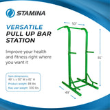 Stamina Pull Up Bar Tower & Dip Station, Free Standing Outdoor Home Gym Equipment, Green Stamina