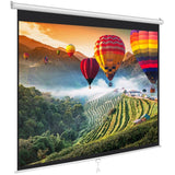 Manual Pull-Down Projector Screen - Universal 72-inch Roll-Down Retractable Manual Projection Screen w/ Auto-Locking Pyle