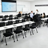 2 Pack Folding Office Chair with Wheels, Stackable Conference Room Chairs with Armrests